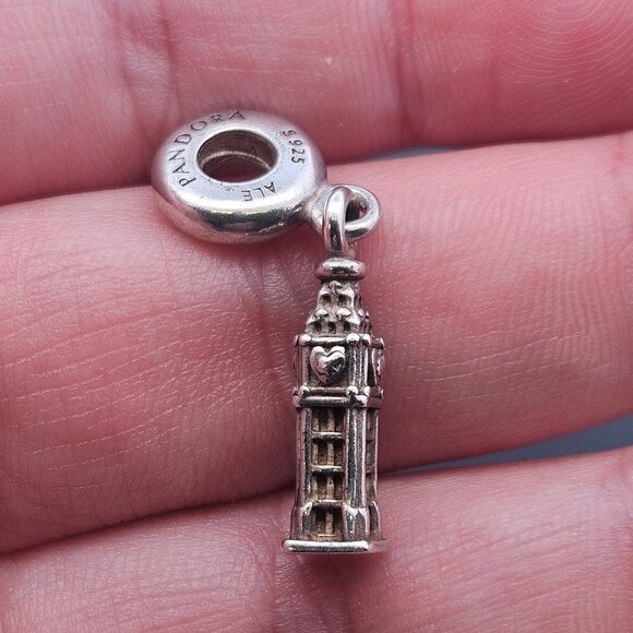Pandora 925 Sterling Silver Big Ben Clock Tower London Dangle Charm - Picture 1 of 4